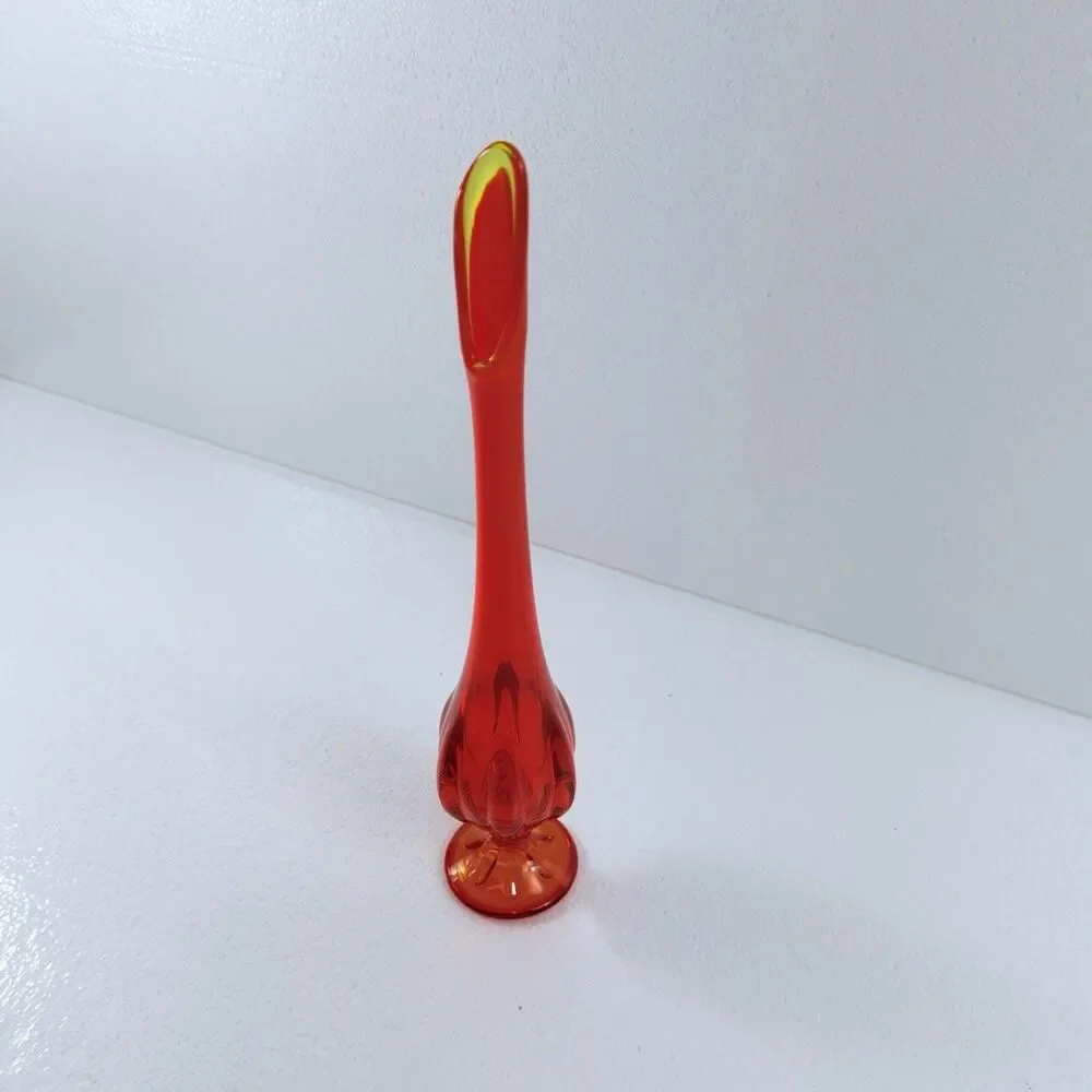 Vintage Viking Glass Swung Vase Amberina Persimmon Mid Century Modern 14